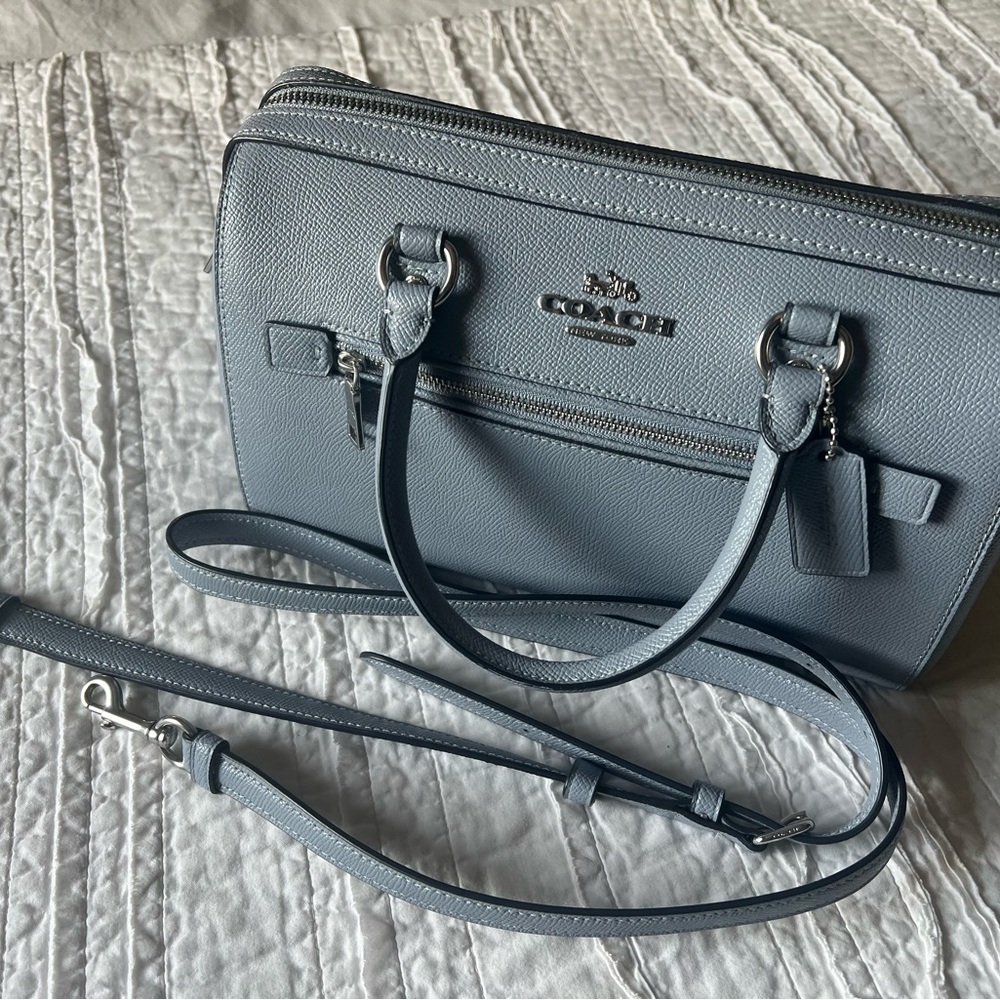 Coach Gray/Blue Rowan Satchel Purse